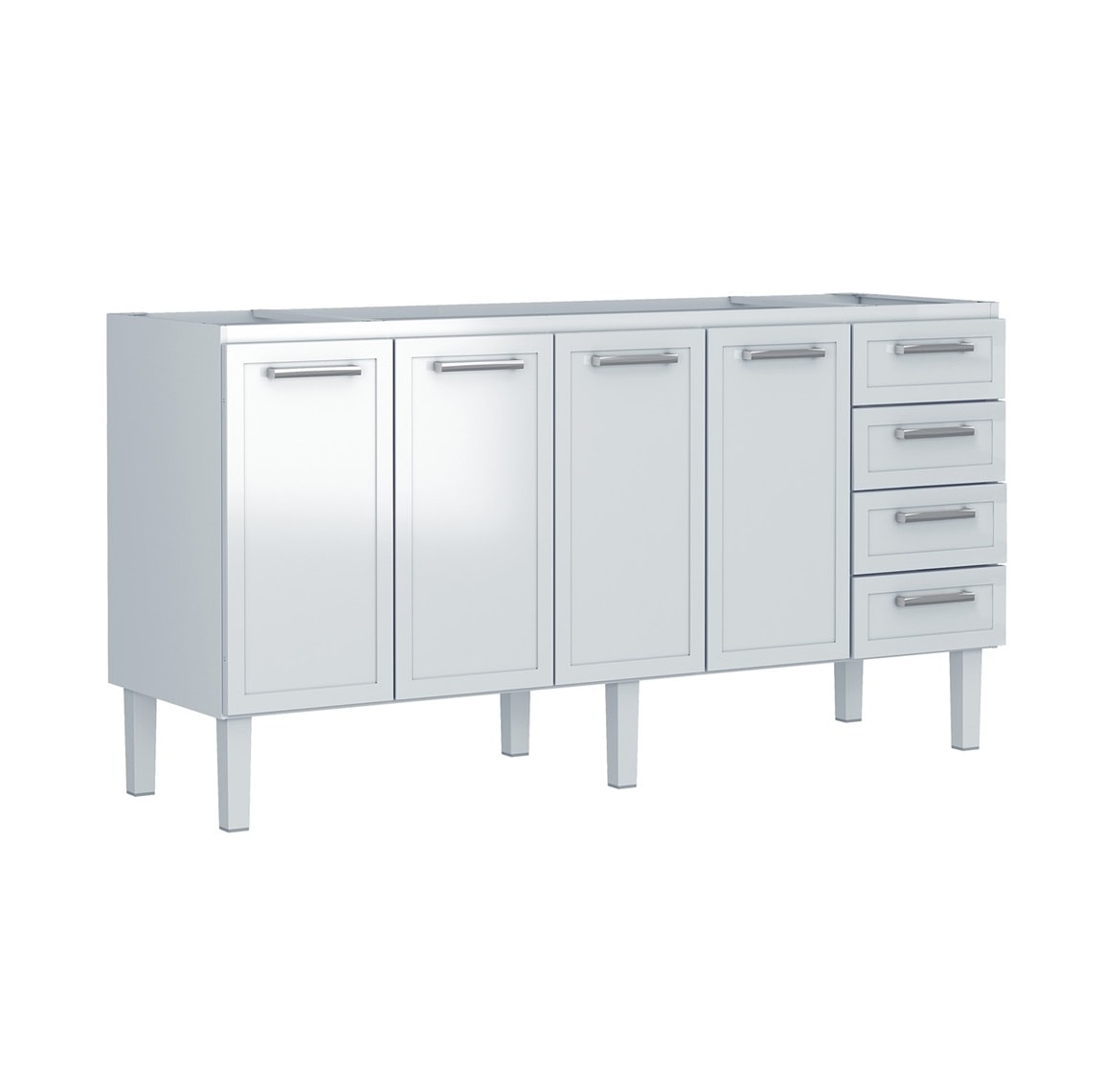 Gabinete de Cozinha em Aço para pia 180cm Cozimax Apolo Branco - 89595