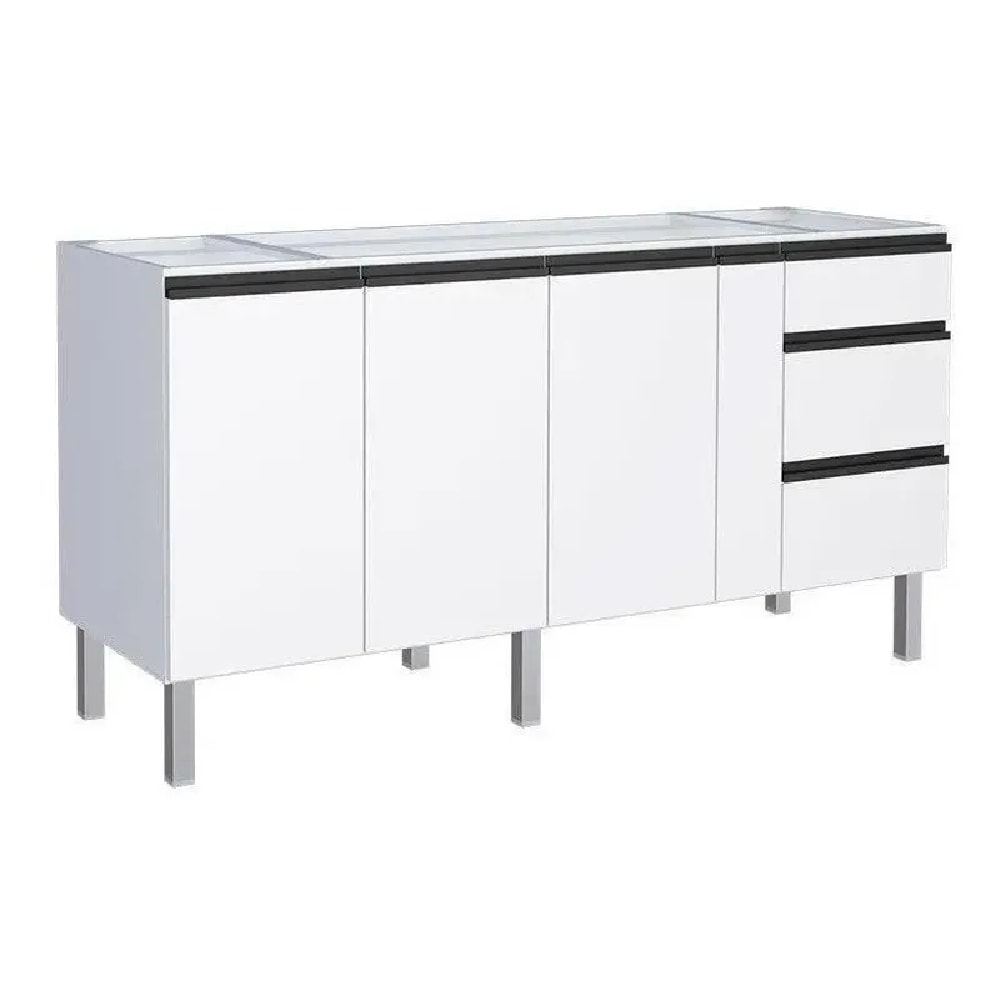 Gabinete de Cozinha em Aço para Pia 180cm Cozimax Gaia Flat Branco - 101304