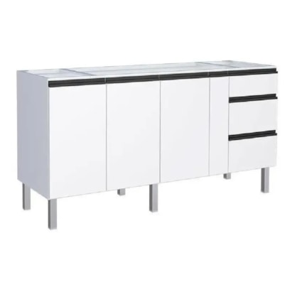Gabinete de Cozinha em Aço para Pia 180cm Cozimax Gaia Flat Branco - 101304