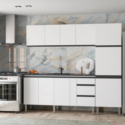 Gabinete de Cozinha em Aço para Pia 180cm Cozimax Gaia Flat Branco - 101304