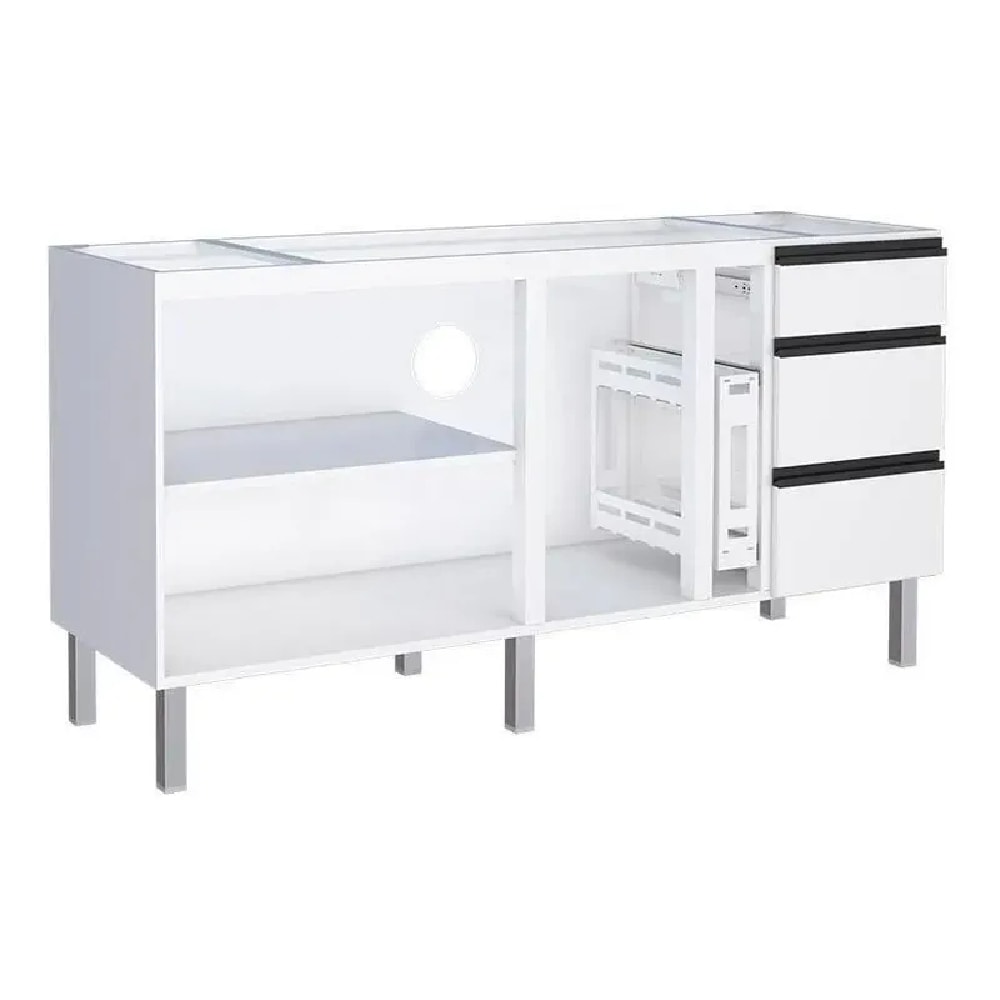 Gabinete de Cozinha em Aço para Pia 180cm Cozimax Gaia Flat Branco - 101304