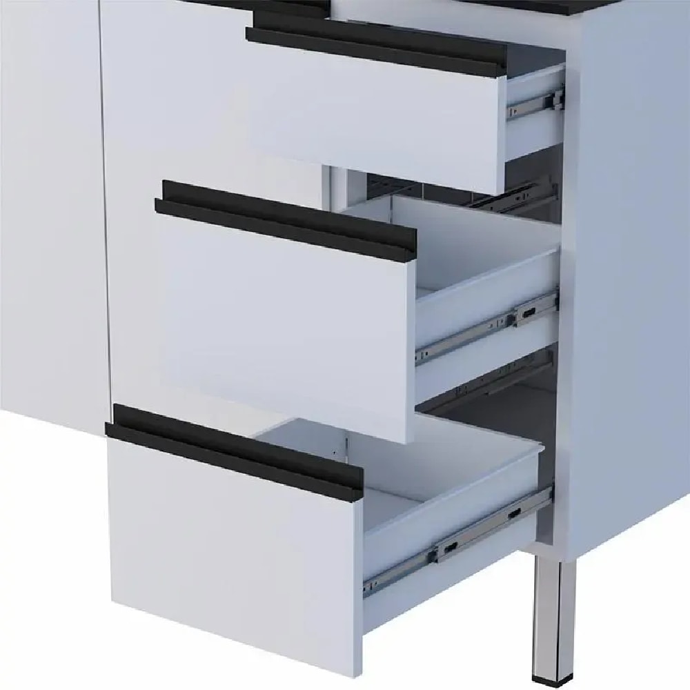 Gabinete de Cozinha em Aço para Pia 180cm Cozimax Gaia Flat Branco - 101304