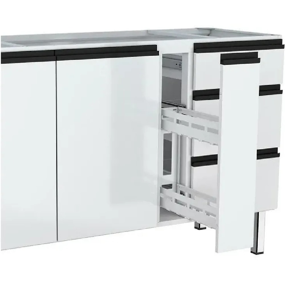 Gabinete de Cozinha em Aço para Pia 180cm Cozimax Gaia Flat Branco - 101304