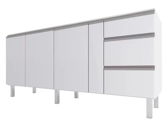 Gabinete de Cozinha em Aço para pia 180cm Cozimax Gaia Flat Branco - 101304