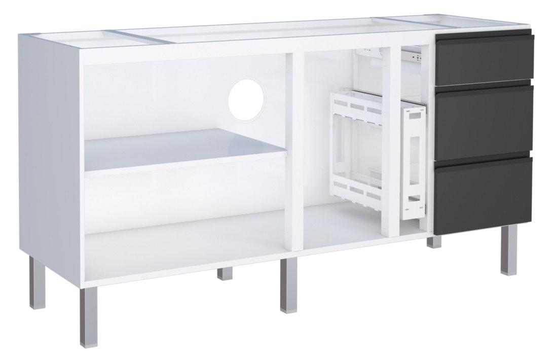 Gabinete de Cozinha em Aço para pia 180cm Cozimax Gaia Flat Preto - 101249