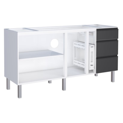 Gabinete de Cozinha em Aço para pia 180cm Cozimax Gaia Flat Preto - 101249