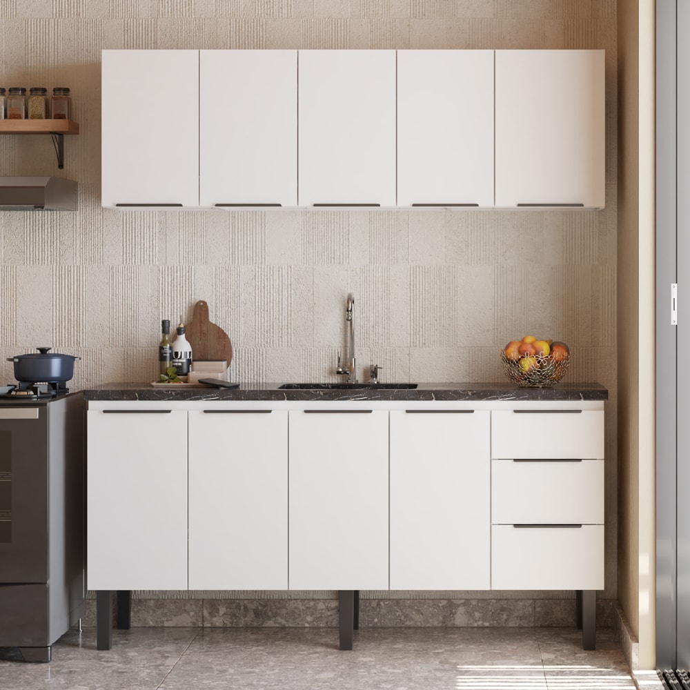 Gabinete de Cozinha em Aço Para Pia 180cm Cozimax Júpiter Branco - 101636