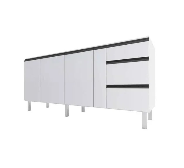 Gabinete de Cozinha em Aço para pia 200cm Cozimax Gaia Flat Branco - 101305