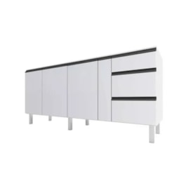 Gabinete de Cozinha em Aço para pia 200cm Cozimax Gaia Flat Branco - 101305