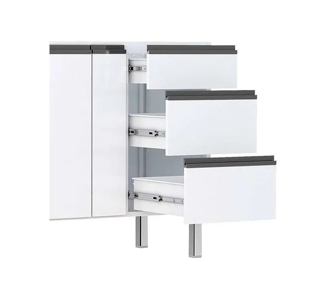 Gabinete de Cozinha em Aço para pia 200cm Cozimax Gaia Flat Branco - 101305