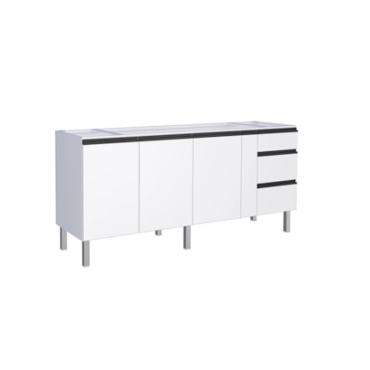Gabinete de Cozinha em Aço para pia 200cm Cozimax Gaia Flat Branco - 101305