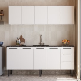 Gabinete de Cozinha em Aço Para Pia 200cm Cozimax Júpiter Branco - 101633