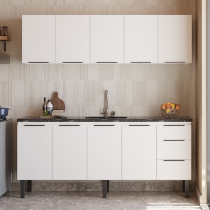 Gabinete de Cozinha em Aço Para Pia 200cm Cozimax Júpiter Branco - 101633