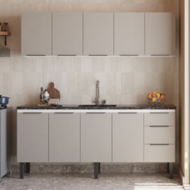 Gabinete de Cozinha em Aço Para Pia 200cm Cozimax Júpiter Cinza/Branco - 101885