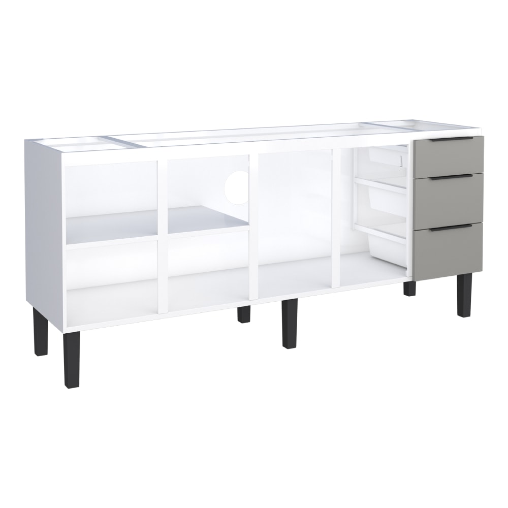Gabinete de Cozinha em Aço Para Pia 200cm Cozimax Júpiter Cinza/Branco - 101885