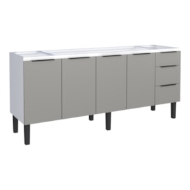 Gabinete de Cozinha em Aço Para Pia 200cm Cozimax Júpiter Cinza/Branco - 101885