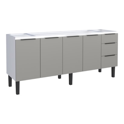 Gabinete de Cozinha em Aço Para Pia 200cm Cozimax Júpiter Cinza/Branco - 101885