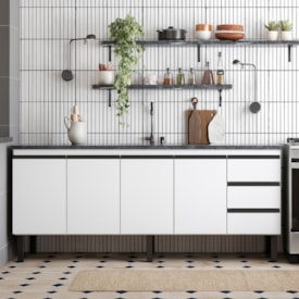 Gabinete de Cozinha em Aço Para Pia 200cm Cozimax Netuno Branco - 101770