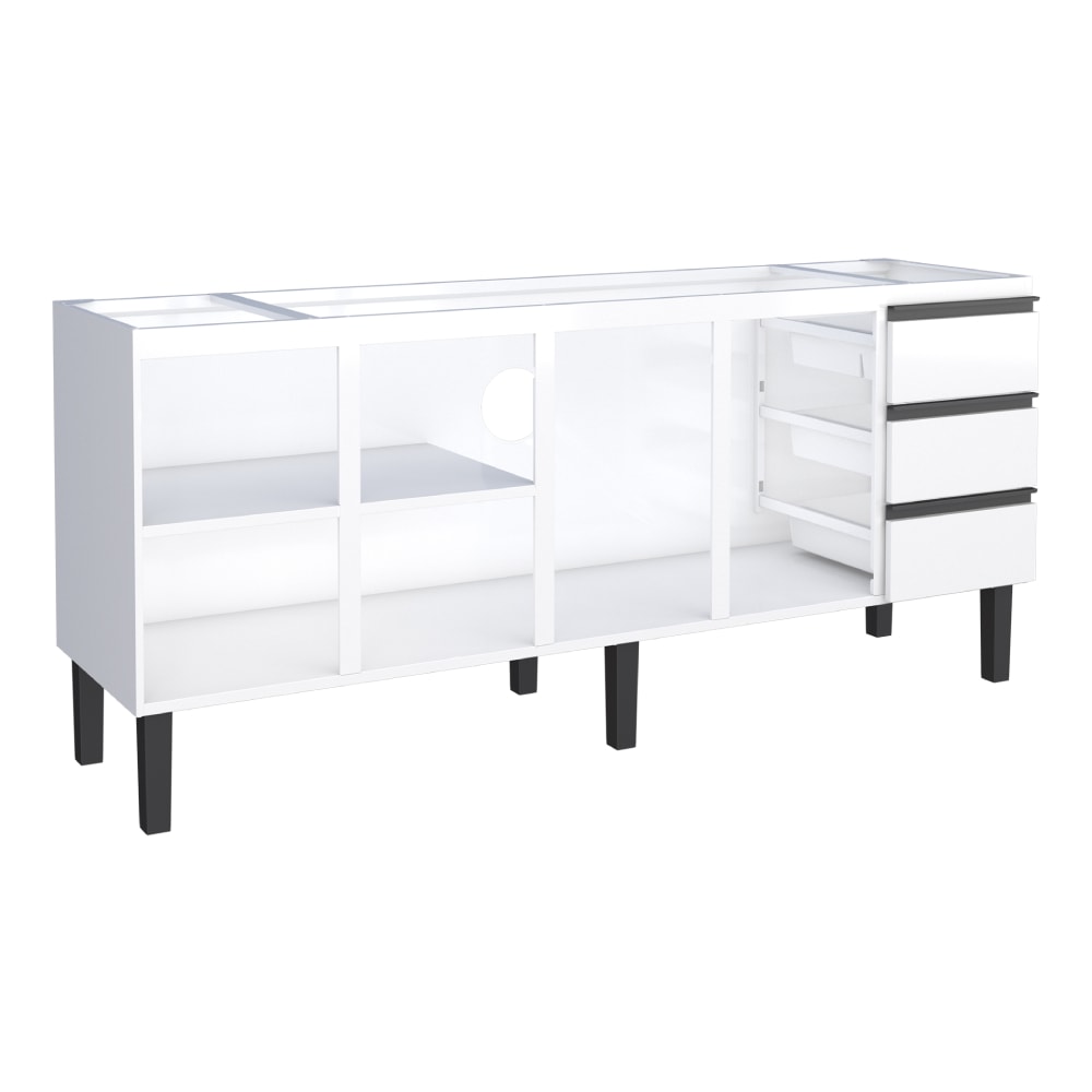 Gabinete de Cozinha em Aço Para Pia 200cm Cozimax Netuno Branco - 101770