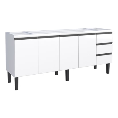 Gabinete de Cozinha em Aço Para Pia 200cm Cozimax Netuno Branco - 101770