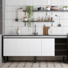 Gabinete de Cozinha em Aço Para Pia 200cm Cozimax Netuno Preto/Branco - 101771