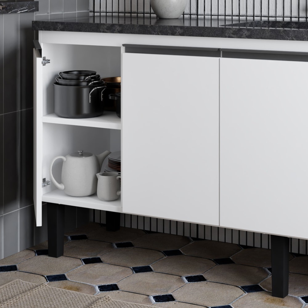 Gabinete de Cozinha em Aço Para Pia 200cm Cozimax Netuno Preto/Branco - 101771