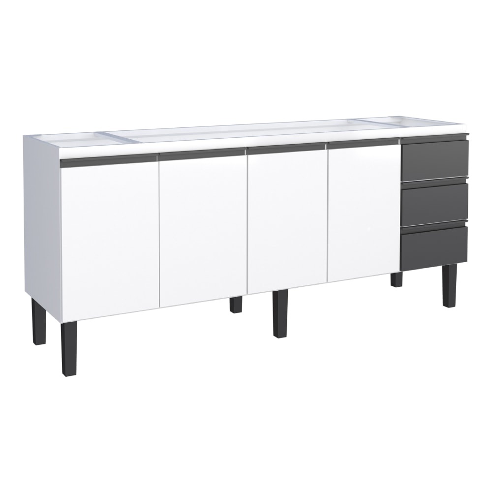 Gabinete de Cozinha em Aço Para Pia 200cm Cozimax Netuno Preto/Branco - 101771