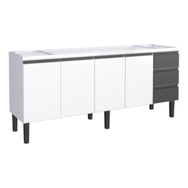 Gabinete de Cozinha em Aço Para Pia 200cm Cozimax Netuno Preto/Branco - 101771