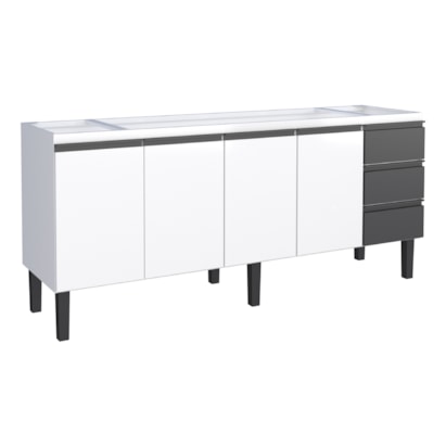 Gabinete de Cozinha em Aço Para Pia 200cm Cozimax Netuno Preto/Branco - 101771