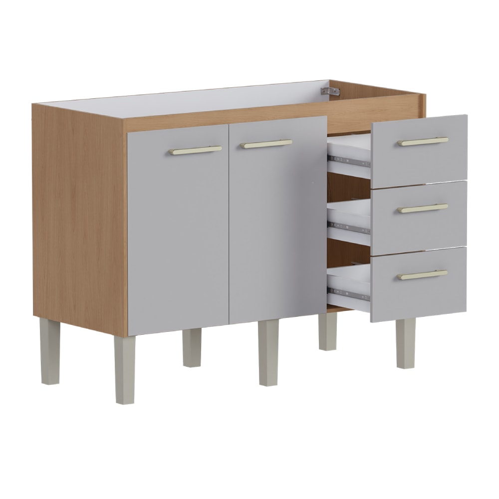 Gabinete de Cozinha em Madeira para Pia 120cm Cozimax Íbis Jequitibá/Nude - 103636