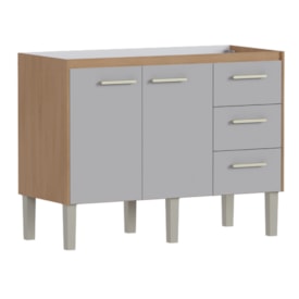 Gabinete de Cozinha em Madeira para Pia 120cm Cozimax Íbis Jequitibá/Nude - 103636