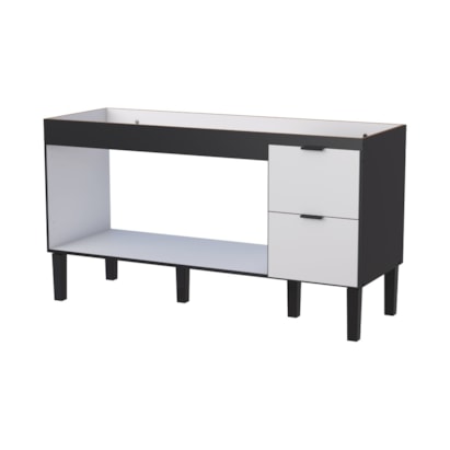 Gabinete de Cozinha em MDF para pia 150cm Cozimax Colibri Branco e Preto - 101149