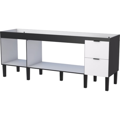 Gabinete de Cozinha em MDF para pia 200cm Cozimax Colibri Branco e Preto - 101151