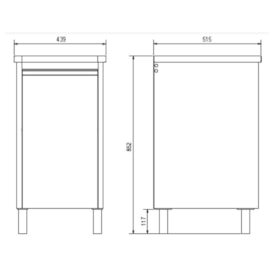 Gabinete MDF com Tanque Inox Docol 44x51,5x85cm - 017026CH