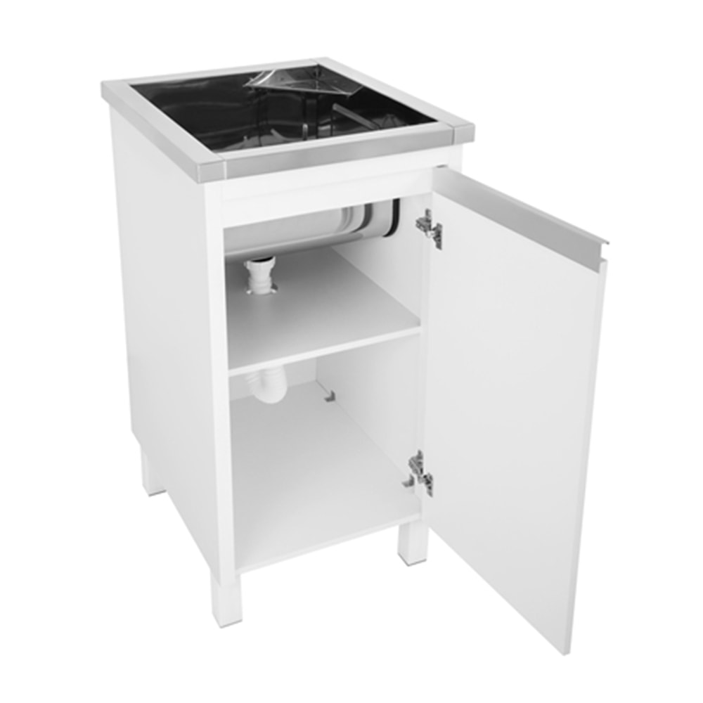 Gabinete MDF com Tanque Inox Docol 44x51,5x85cm - 017026CH