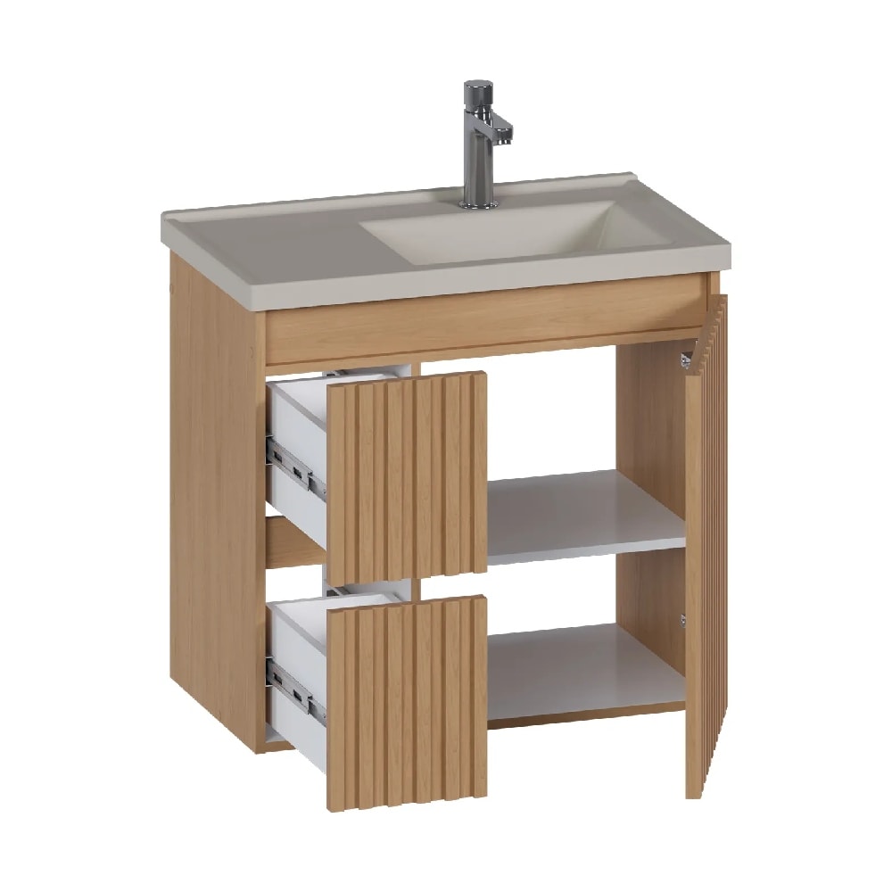 Gabinete para Banheiro Canela Cozimax Jequitibá 60cm com Lavatório Baunilha - 103819