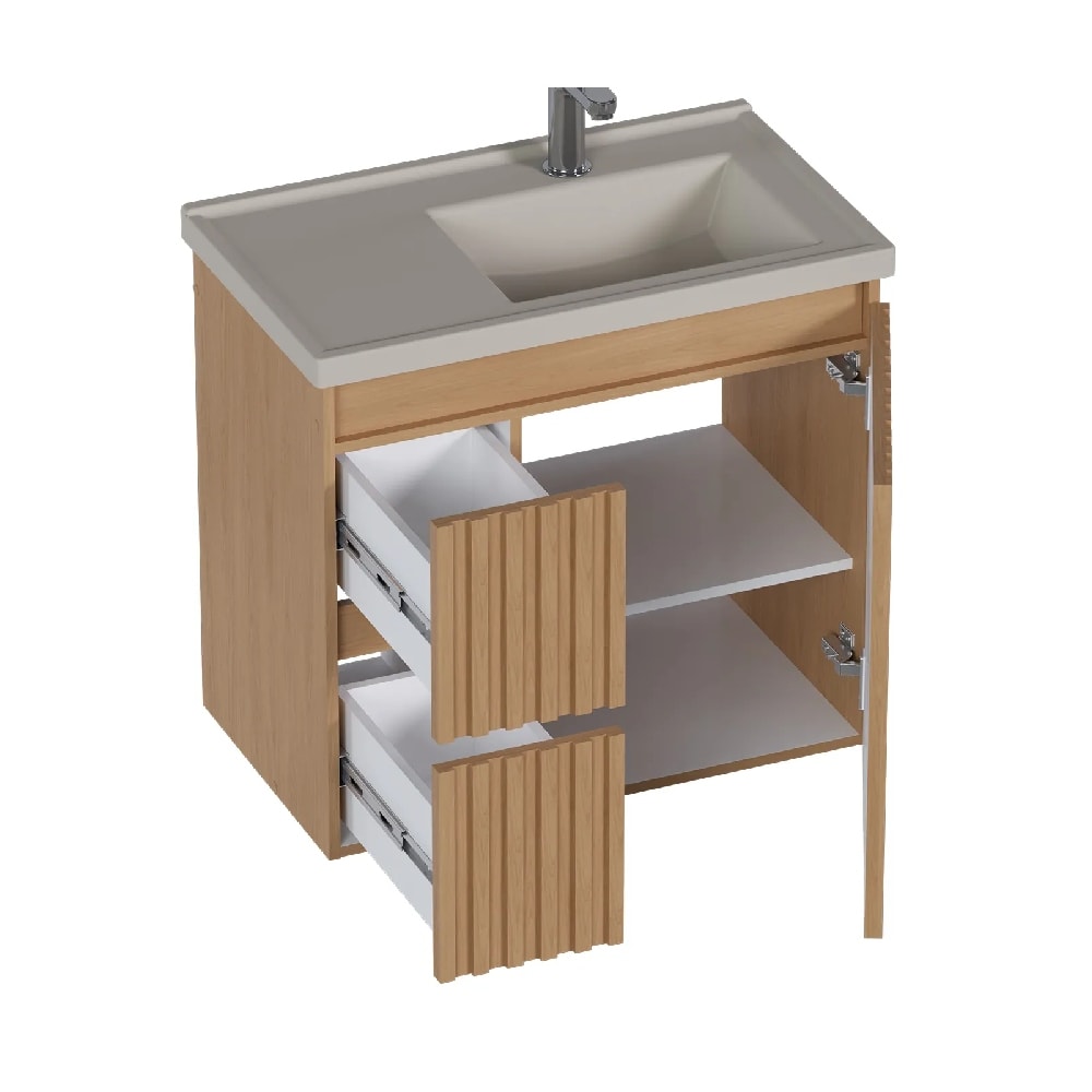 Gabinete para Banheiro Canela Cozimax Jequitibá 60cm com Lavatório Baunilha - 103819