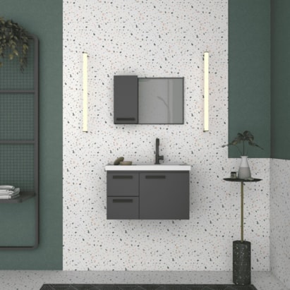 Gabinete para Banheiro em Aço 59,6x39,8cm Cozimax Romã Preto - 101227