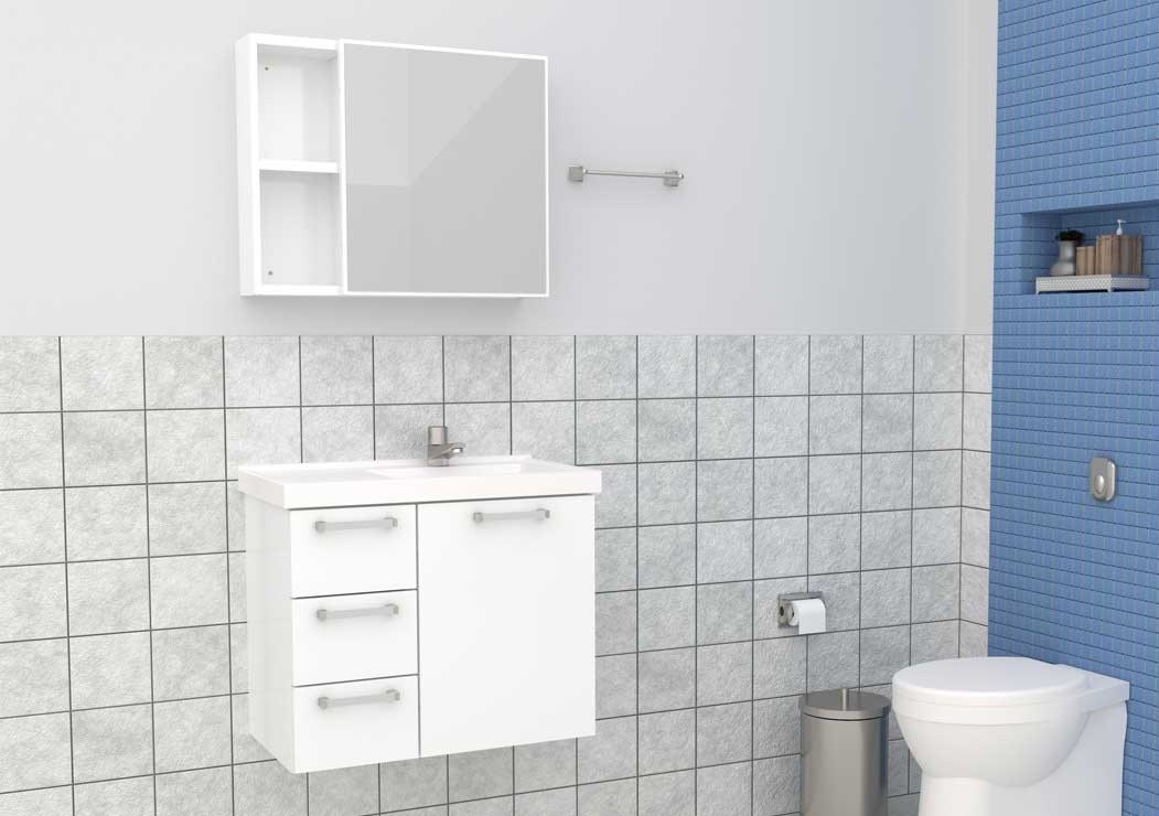 Gabinete para Banheiro em Aço 59,6x54,9cm Cozimax Ameixa Branco - 89303