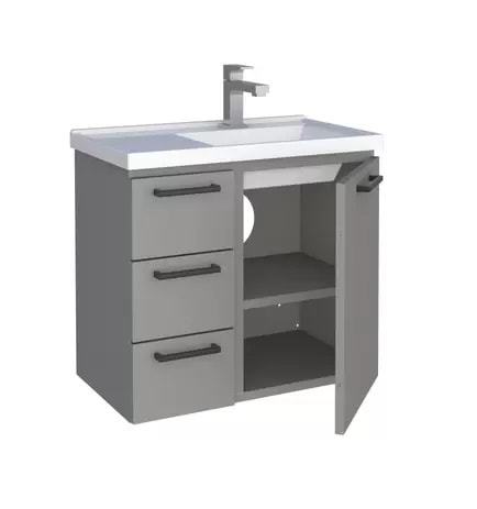 Gabinete para Banheiro em Aço 59,6x54,9cm Cozimax Ameixa Cinza - 101212