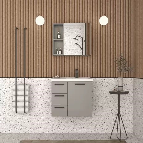 Gabinete para Banheiro em Aço 59,6x54,9cm Cozimax Ameixa Cinza - 101212