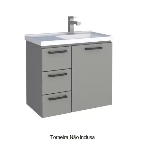 Gabinete para Banheiro em Aço 59,6x54,9cm Cozimax Ameixa Cinza - 101212