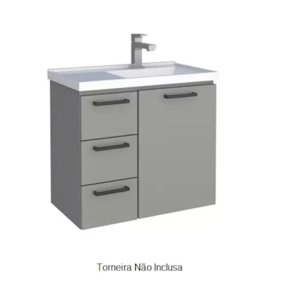 Gabinete para Banheiro em Aço 59,6x54,9cm Cozimax Ameixa Cinza - 101212