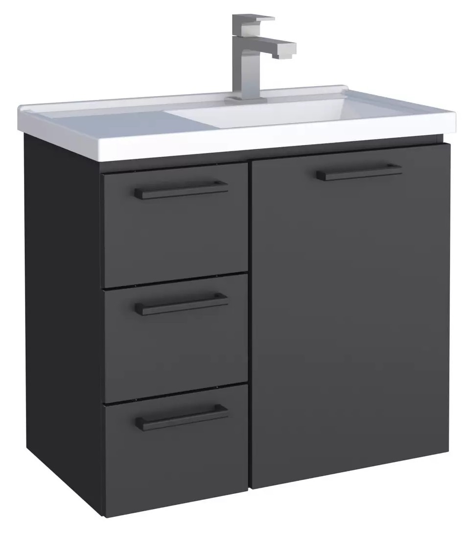 Gabinete para Banheiro em Aço 59,6x54,9cm Cozimax Ameixa Preto - 101218