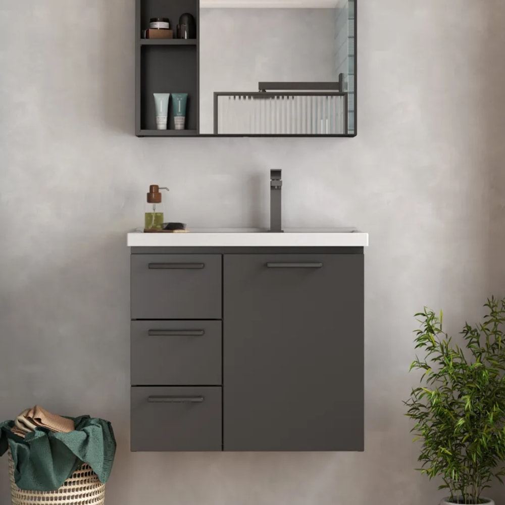 Gabinete para Banheiro em Aço 62x58cm Cozimax Ameixa Preto - 101218