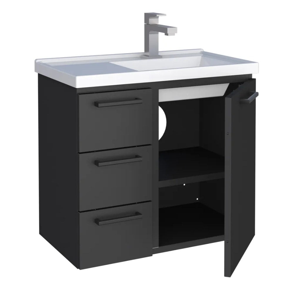 Gabinete para Banheiro em Aço 62x58cm Cozimax Ameixa Preto - 101218