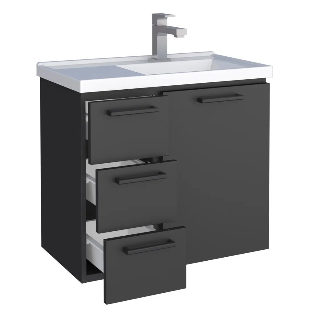 Gabinete para Banheiro em Aço 62x58cm Cozimax Ameixa Preto - 101218