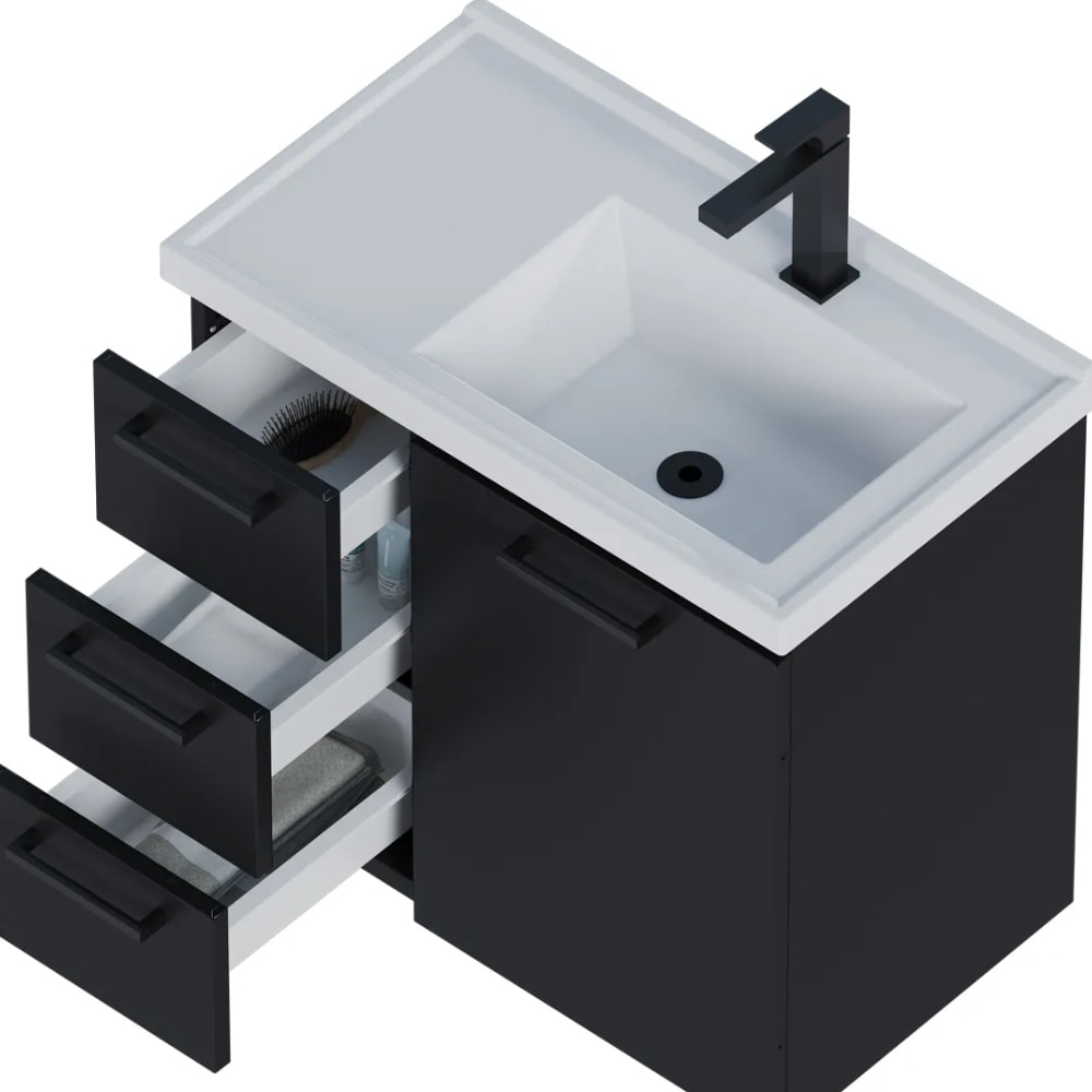 Gabinete para Banheiro em Aço 62x58cm Cozimax Ameixa Preto - 101218