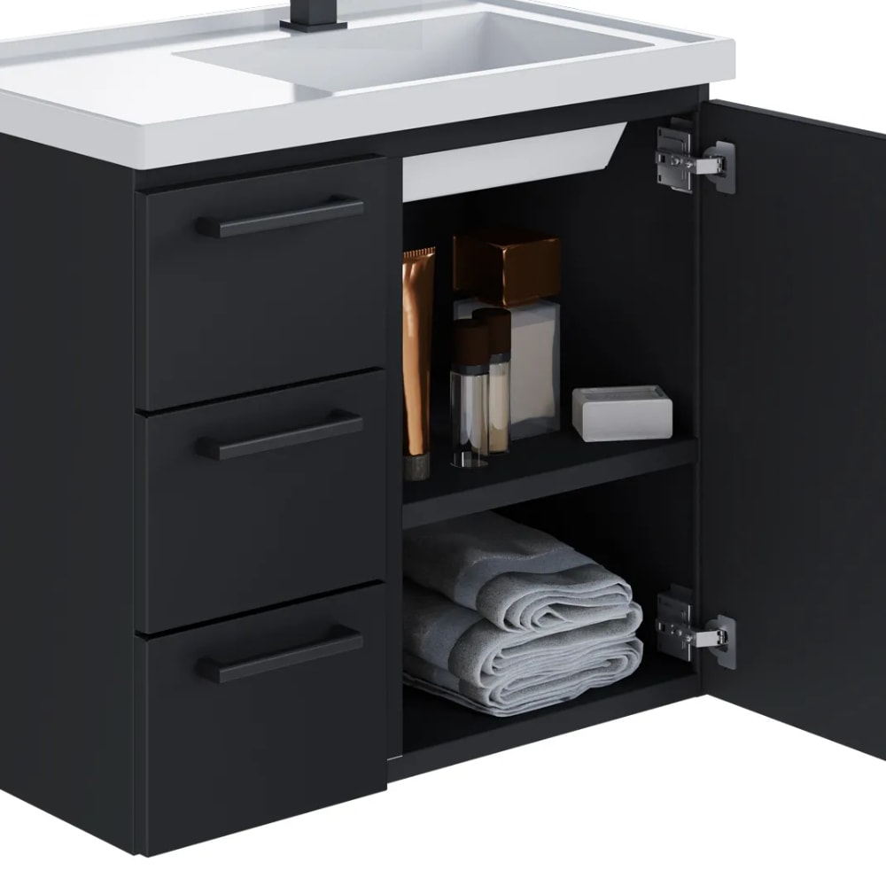 Gabinete para Banheiro em Aço 62x58cm Cozimax Ameixa Preto - 101218