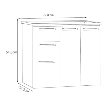 Gabinete para Banheiro em Aço 81x54,9cm Cozimax Damasco Branco - 100134